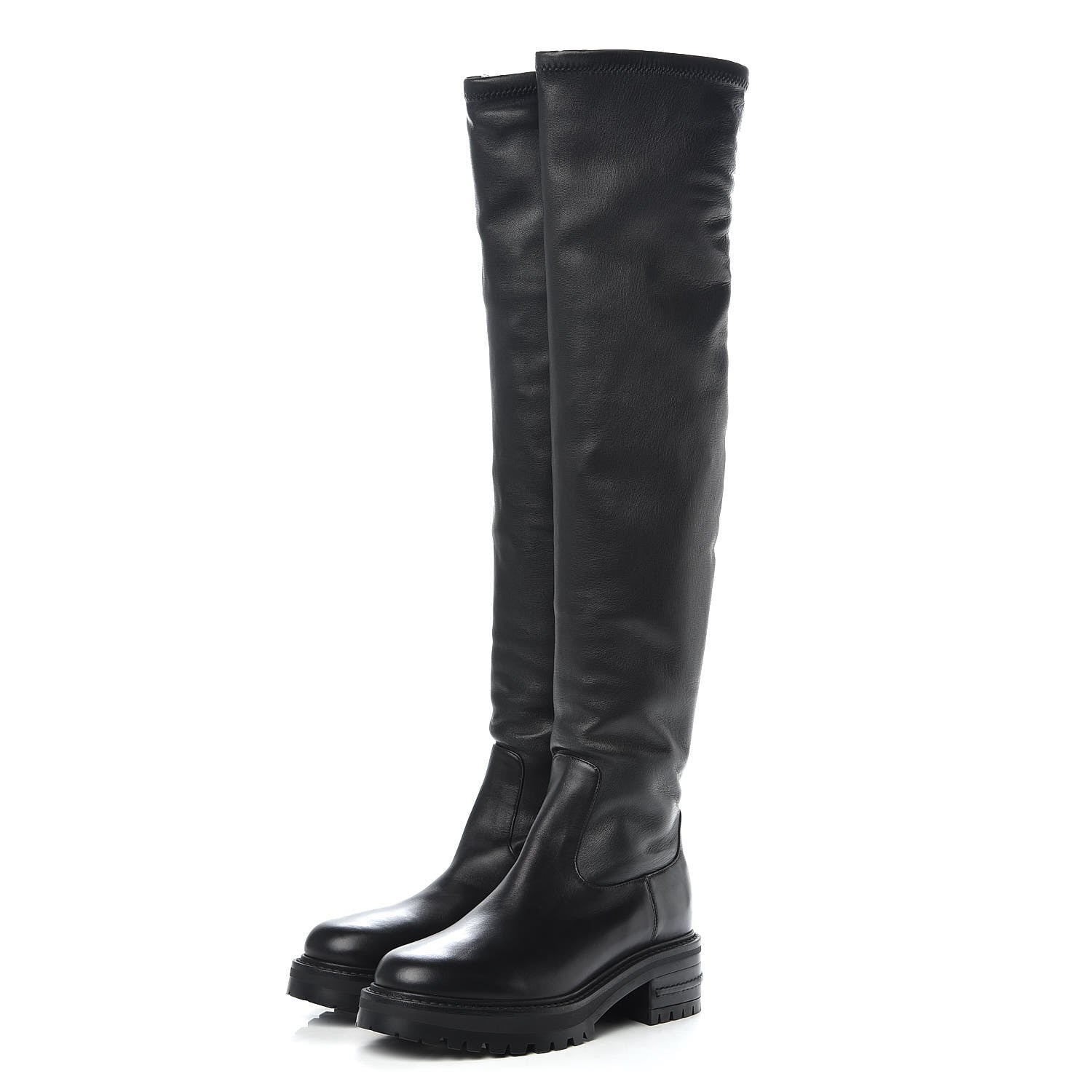Christian Dior Stretch Lambskin Fight Knee Boots 36.5 Black 4 of 8
