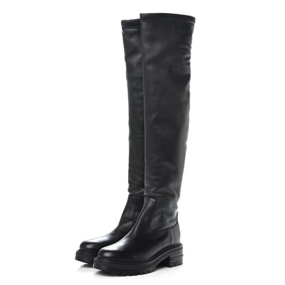 Christian Dior Stretch Lambskin Fight Knee Boots 36.5 Black 4 of 8