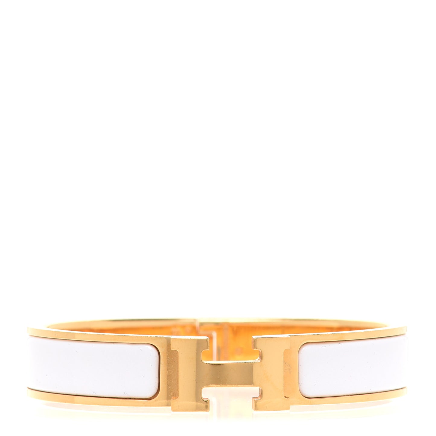 Enamel Narrow Clic Clac H Bracelet GM White