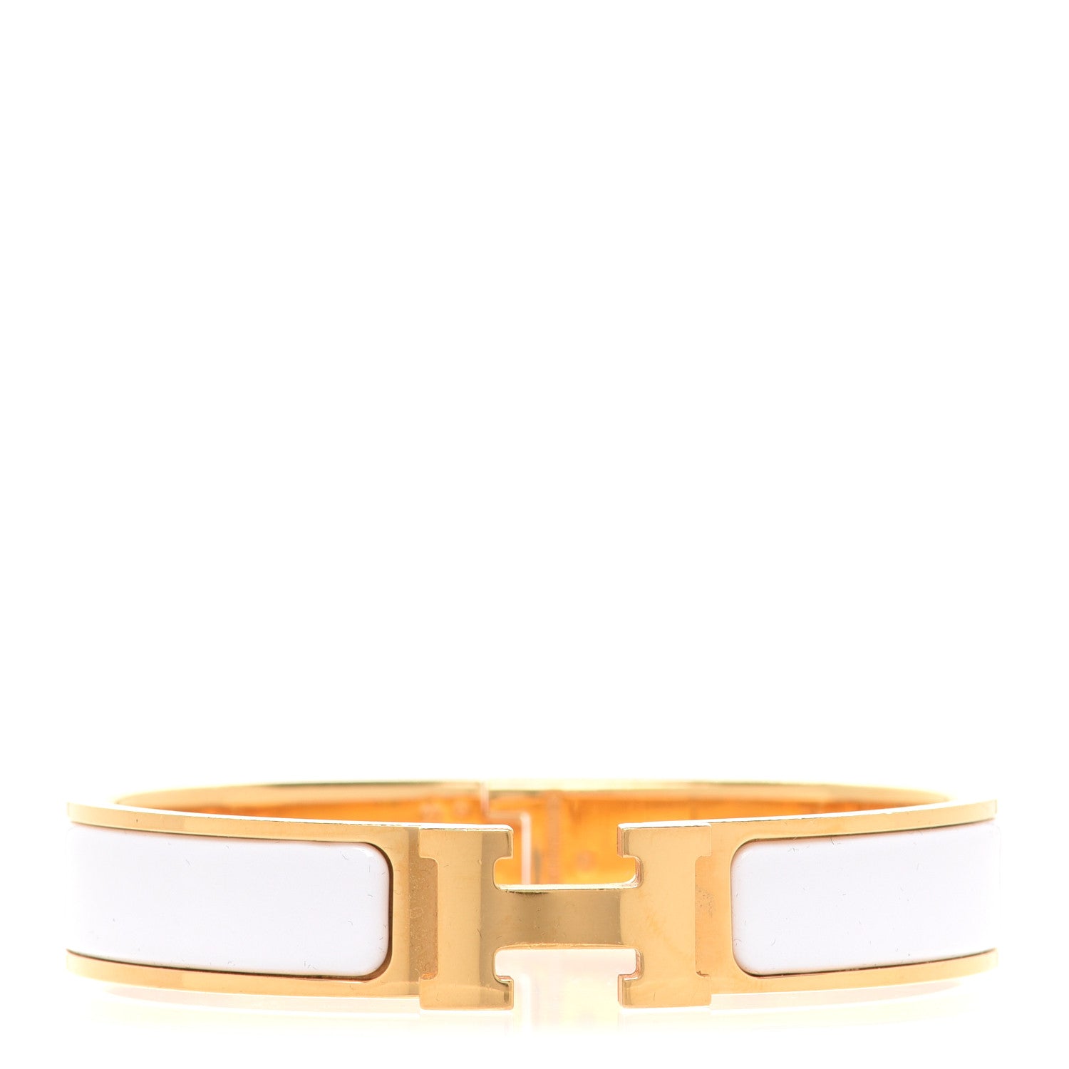 Hermes Enamel Narrow Clic Clac H Bracelet GM White 1 of 7