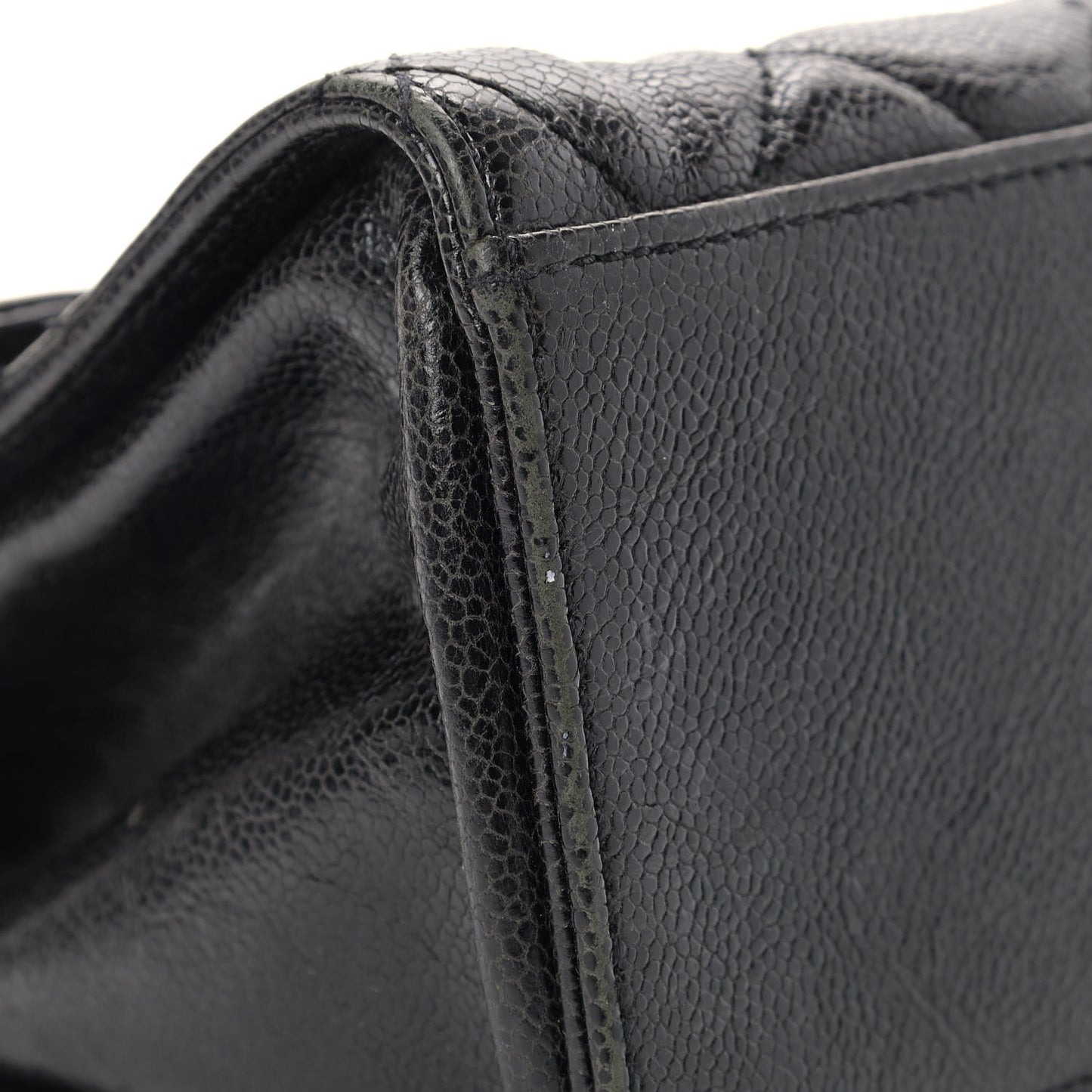 Crumpled Grained Calfskin Jumbo CC Crave Flap Black