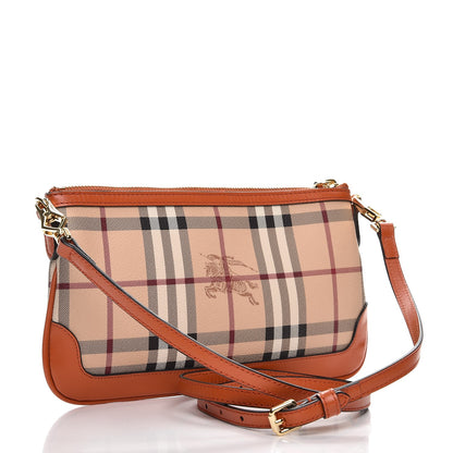 Burberry Haymarket Check Small Peyton Crossbody Clutch Bag Burnt Amber 3 of 9