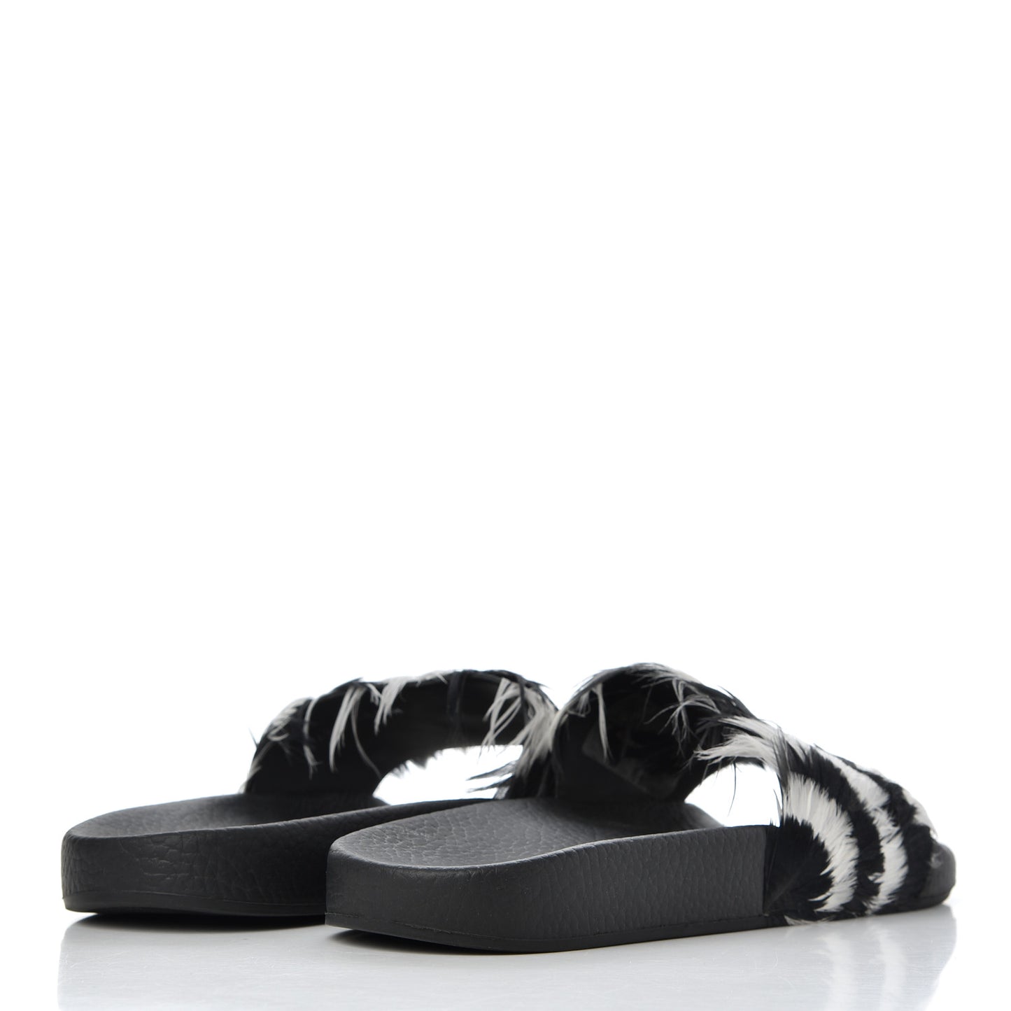 Rubber Feather Pool Slide Sandals 37 Black White