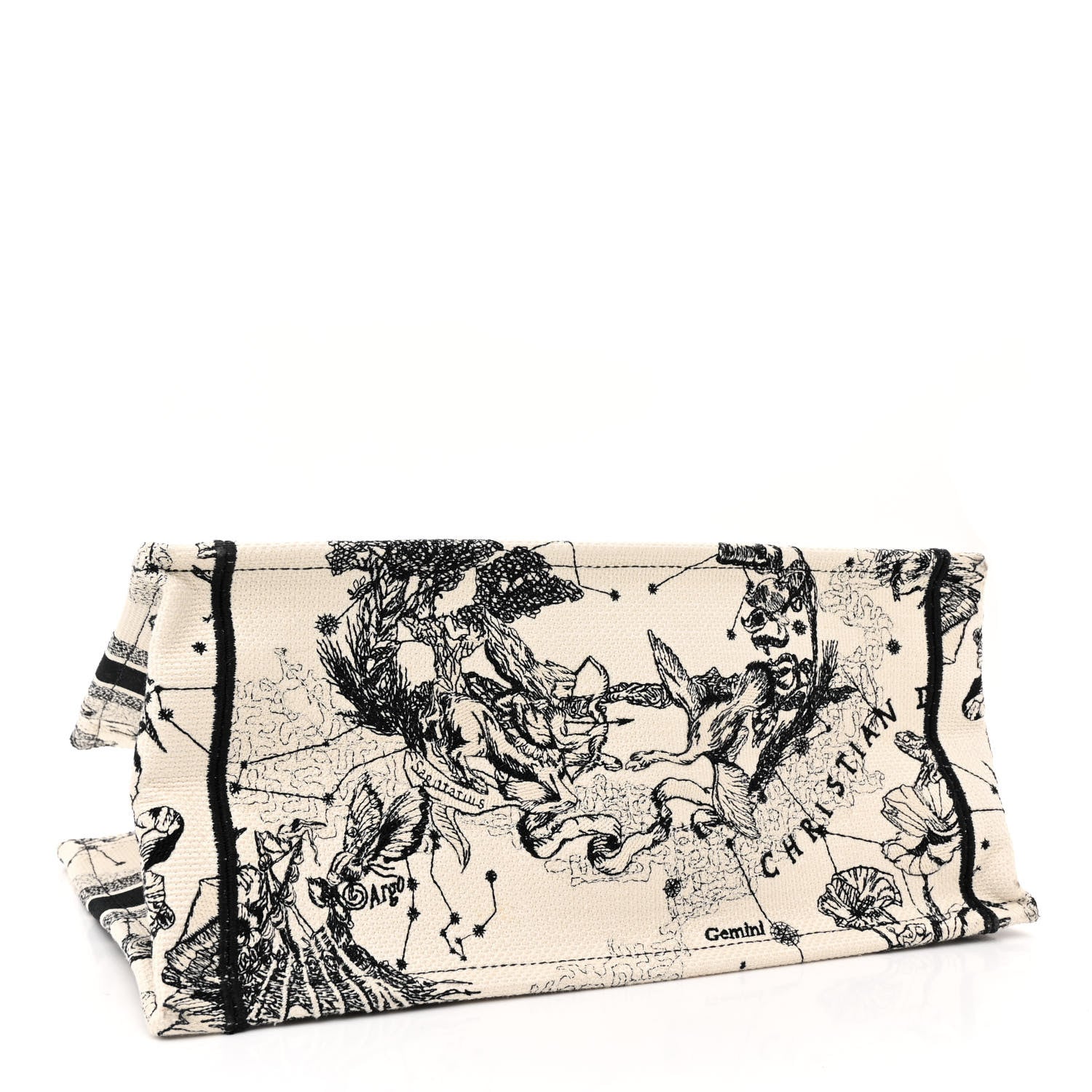 Christian Dior Canvas Zodiac Toile De Jouy Embroidered Medium Book Tote Latte 4 of 13