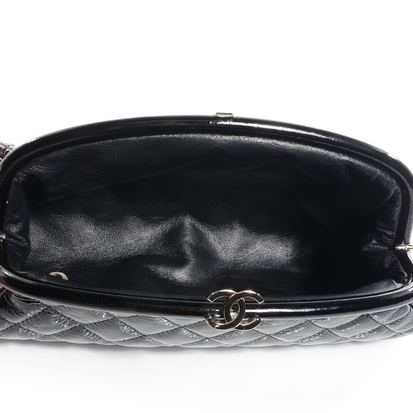 Distressed Patent Quilted Timeless Clutch Black