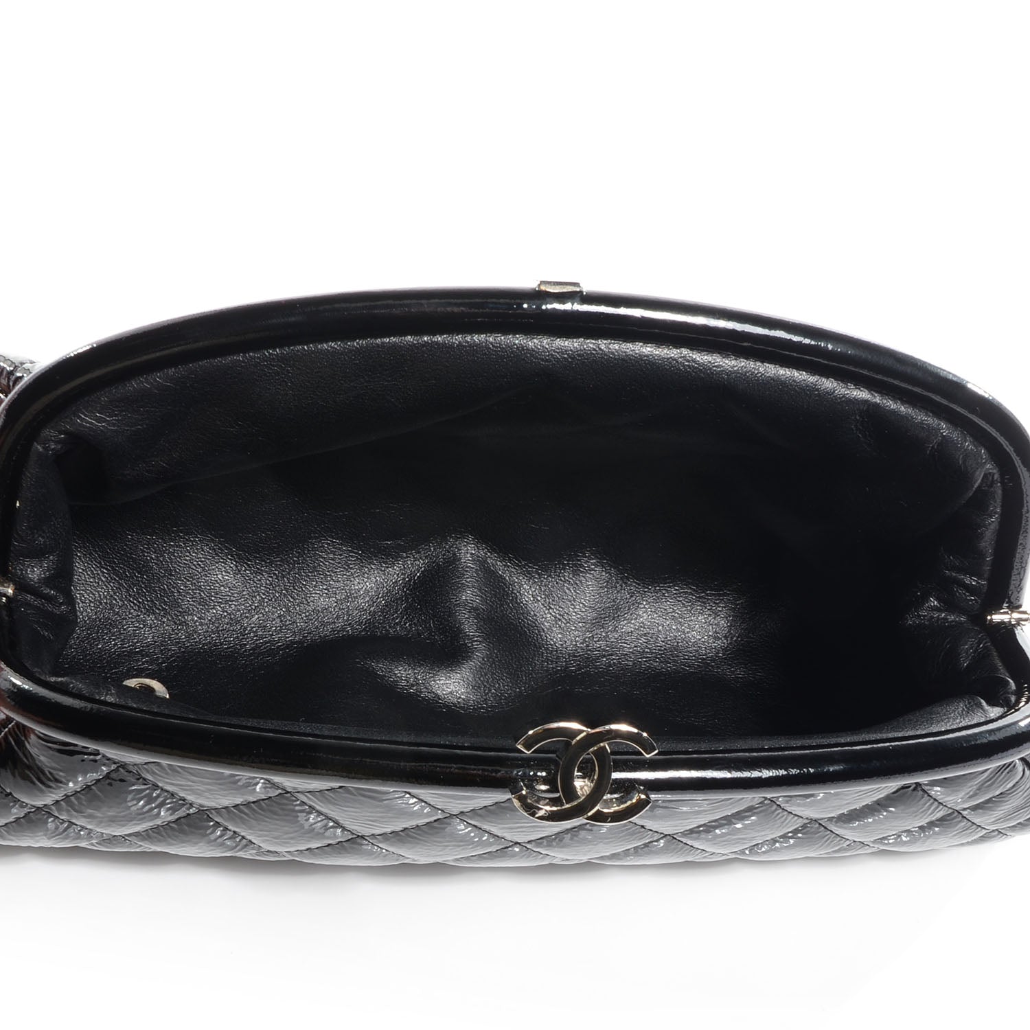 Chanel Distressed Patent Quilted Timeless Clutch Black 6 of 8