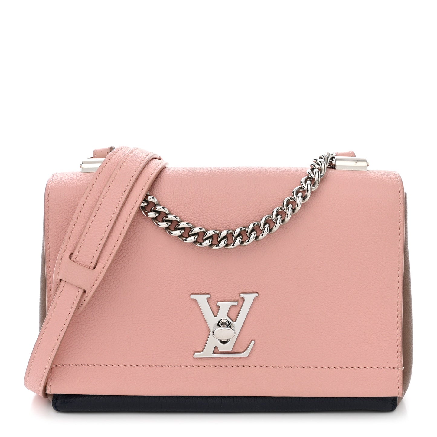 Soft Calfskin Lockme II Chain Bag BB Rose Poudre