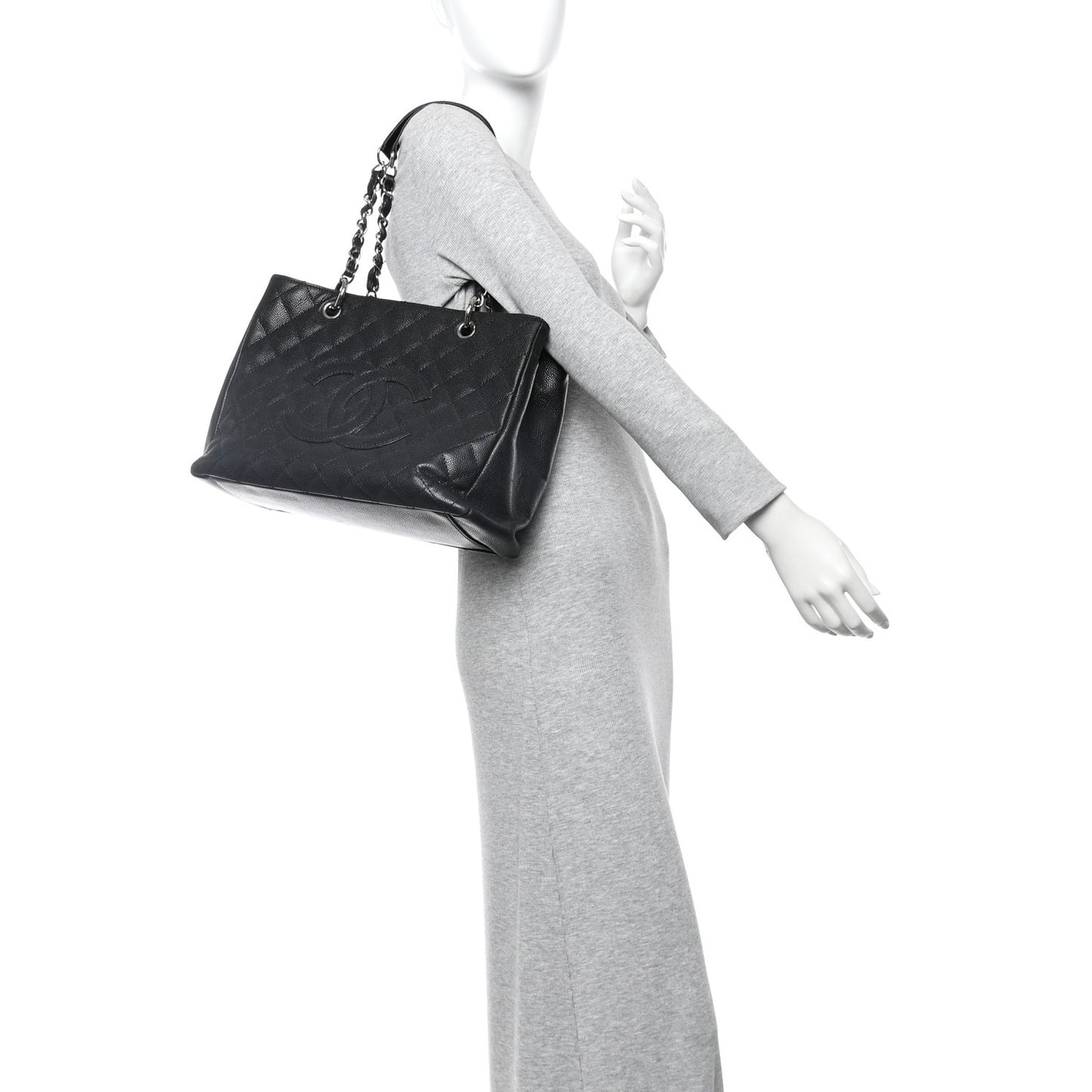Caviar Quilted Grand Shopping Tote GST Black