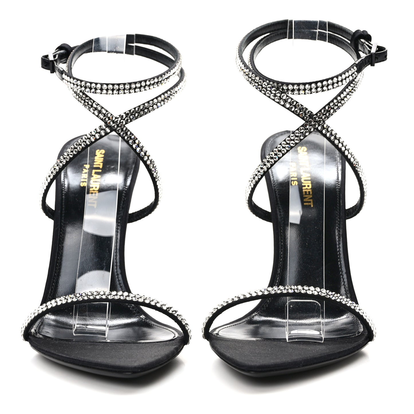 Satin Crystal Ava 105 Sandals 38.5 Black