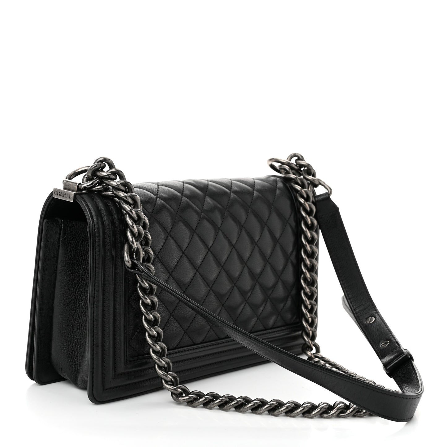 Calfskin Quilted Medium Boy Flap Black