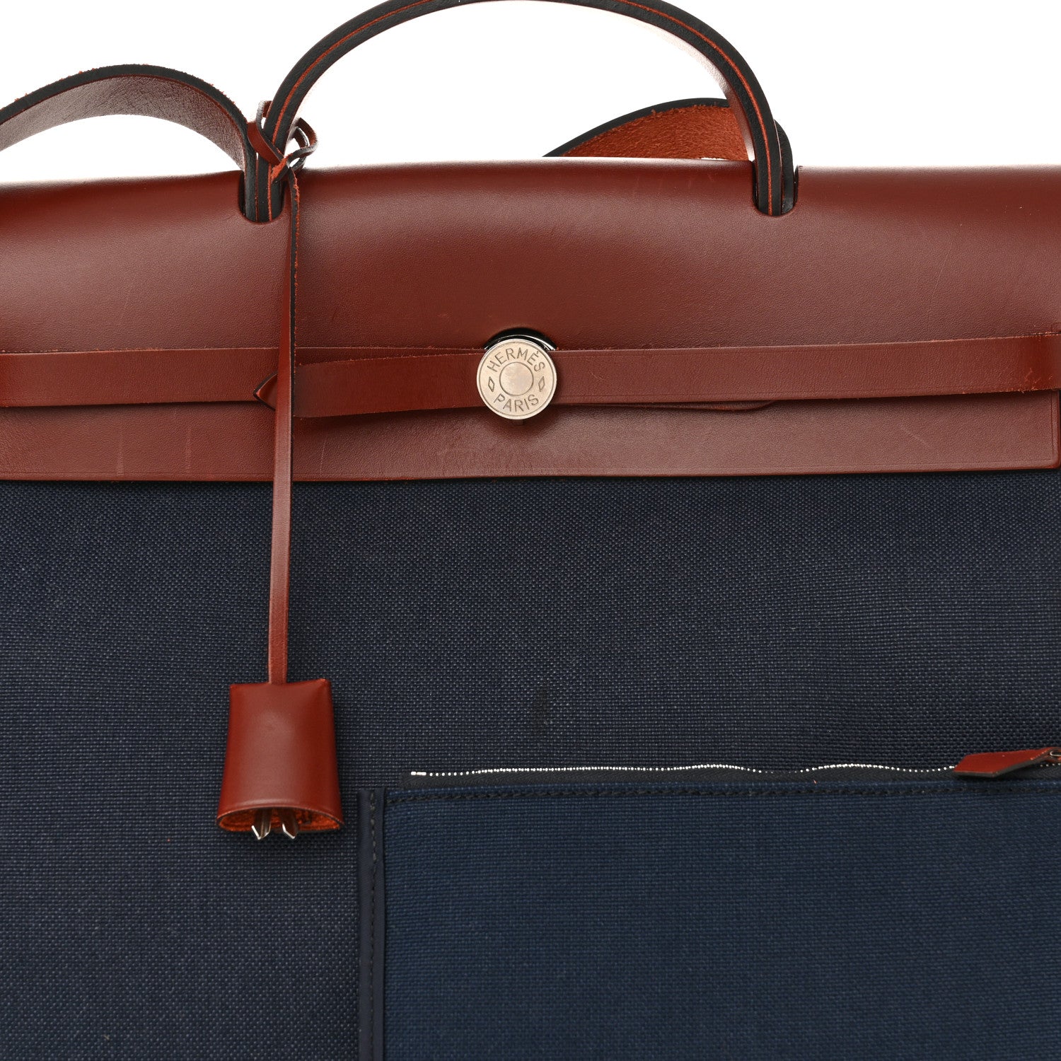 Hermes Toile Vache Hunter Herbag Zip 39 MM Bleu Marine Rouge H 9 of 12