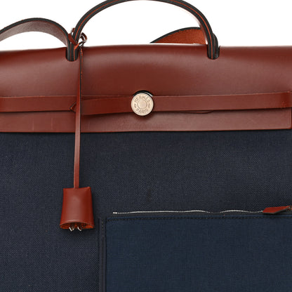 Hermes Toile Vache Hunter Herbag Zip 39 MM Bleu Marine Rouge H 9 of 12