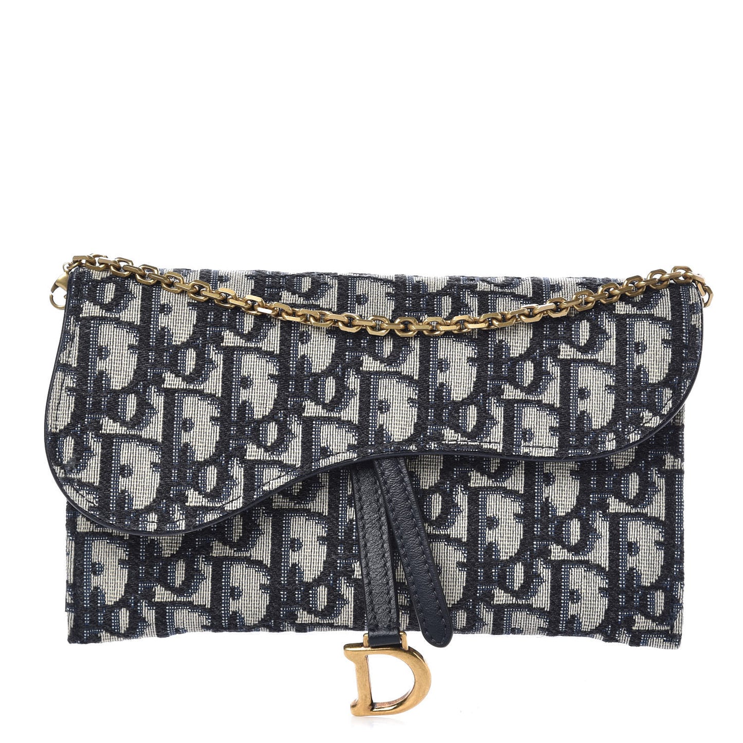 Oblique Saddle Chain Wallet Blue