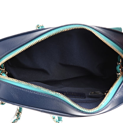 Chanel Goatskin Quilted Tri-Color Small In & Out Camera Case Navy Turquoise Pink 4 of 10