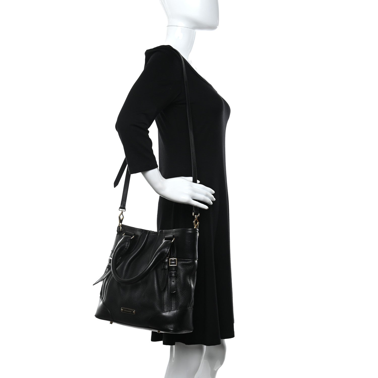 Burberry Calfskin Medium Whipstitch Tote Black 2 of 10