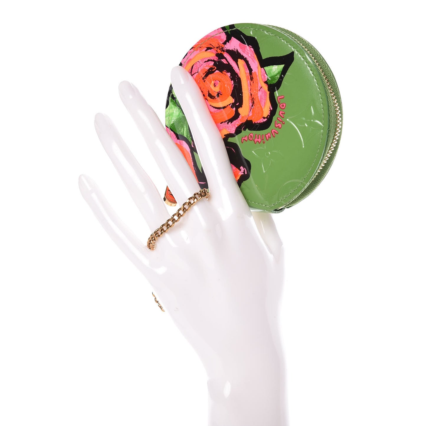 Vernis Roses Chapeau Coin Purse Vert Tonic