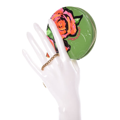 Louis Vuitton Vernis Roses Chapeau Coin Purse Vert Tonic 2 of 7