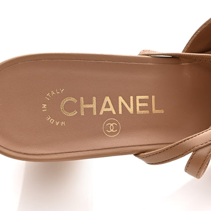 Chanel Lambskin Cap Toe CC Slingback Pumps 40.5 Dark Beige Black 8 of 11