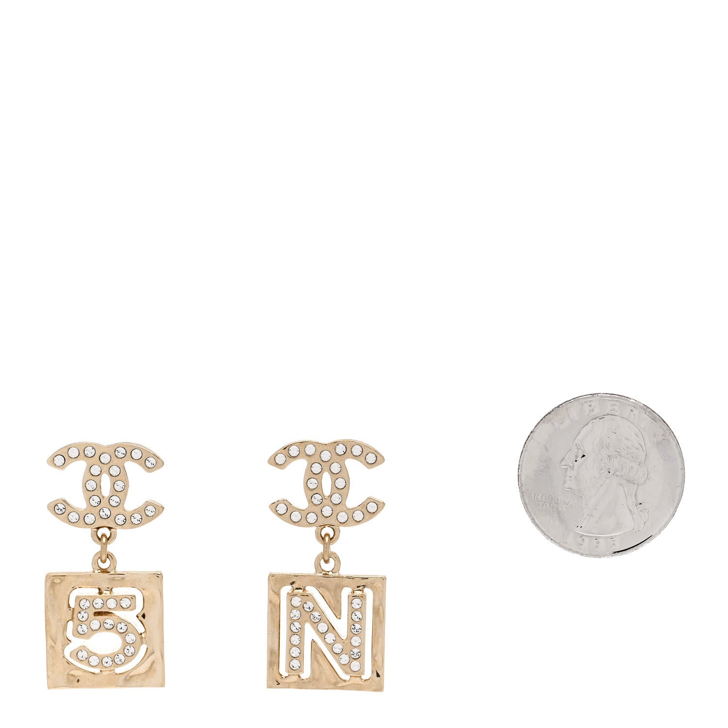 Chanel Crystal CC No 5 Drop Earrings Gold 2 of 5