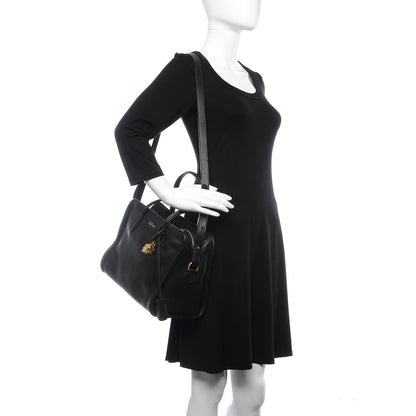 Alexander McQueen Pebbled Calfskin Small Skull Padlock Zip Around Tote Black 2 of 9