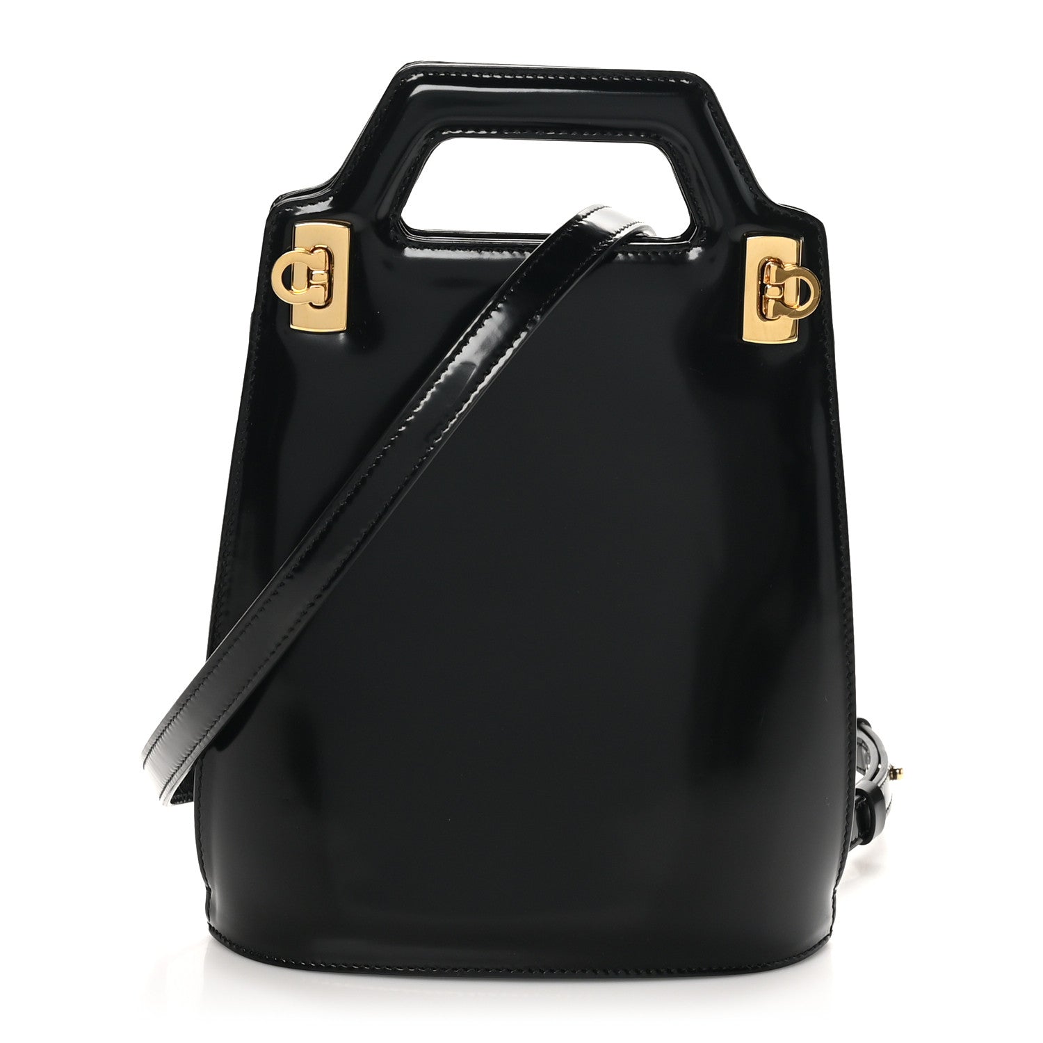 Salvatore Ferragamo Brushed Calfskin North South Wanda Top Handle Bag Black 1 of 9