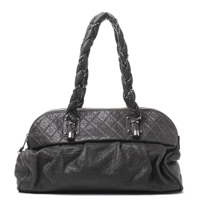 Chanel Distressed Lambskin Large Lady Braid Satchel Dark Grey 1 of 8