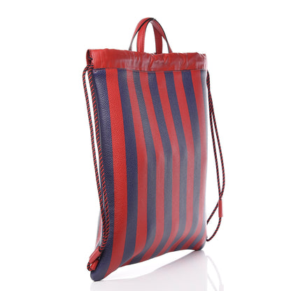 Gucci Calfskin Striped Kingsnake Drawstring Backpack Red 3 of 9