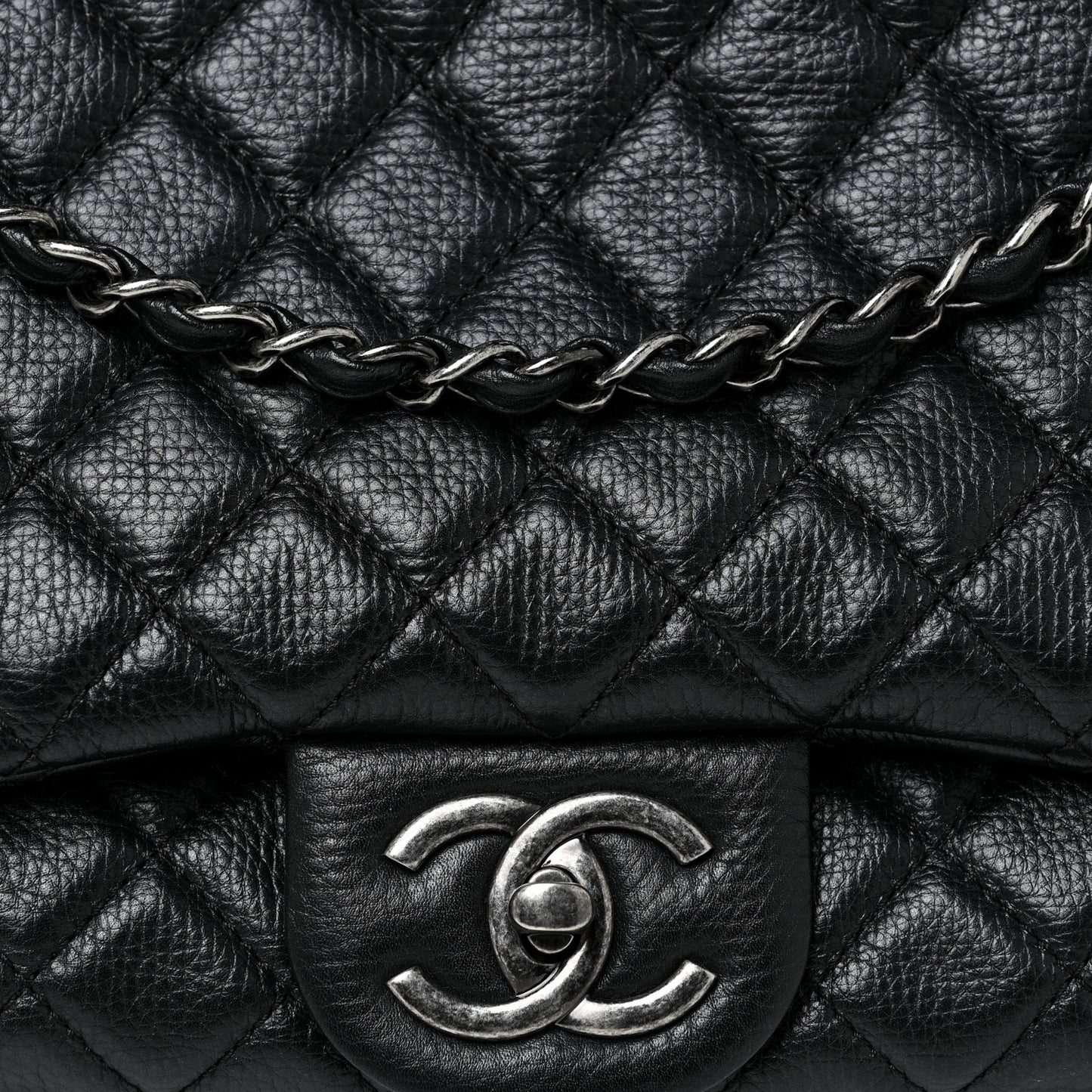 Calfskin Quilted XXL Travel Flap Bag Black