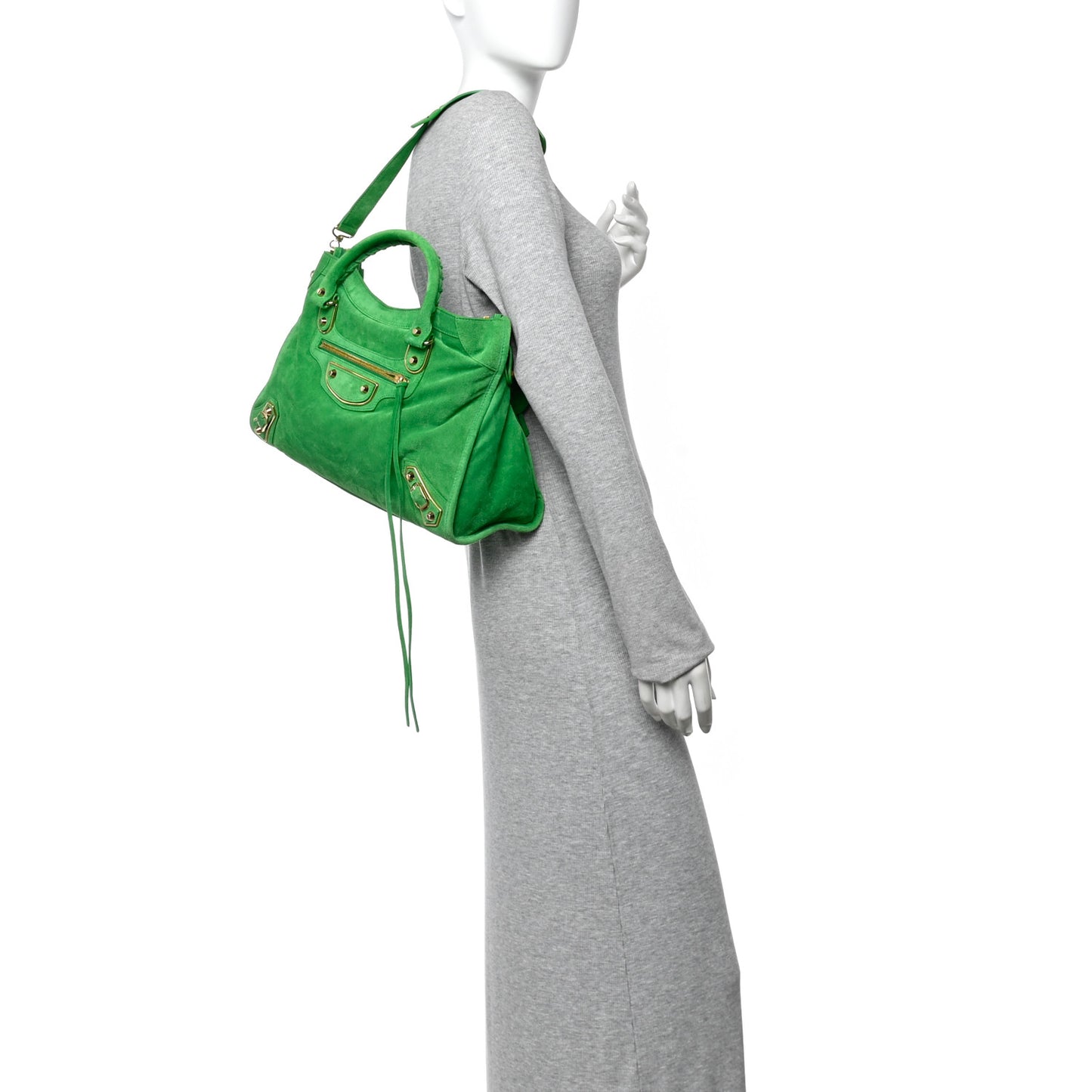 Suede Gold Metallic Edge Hardware City Vert Fluo