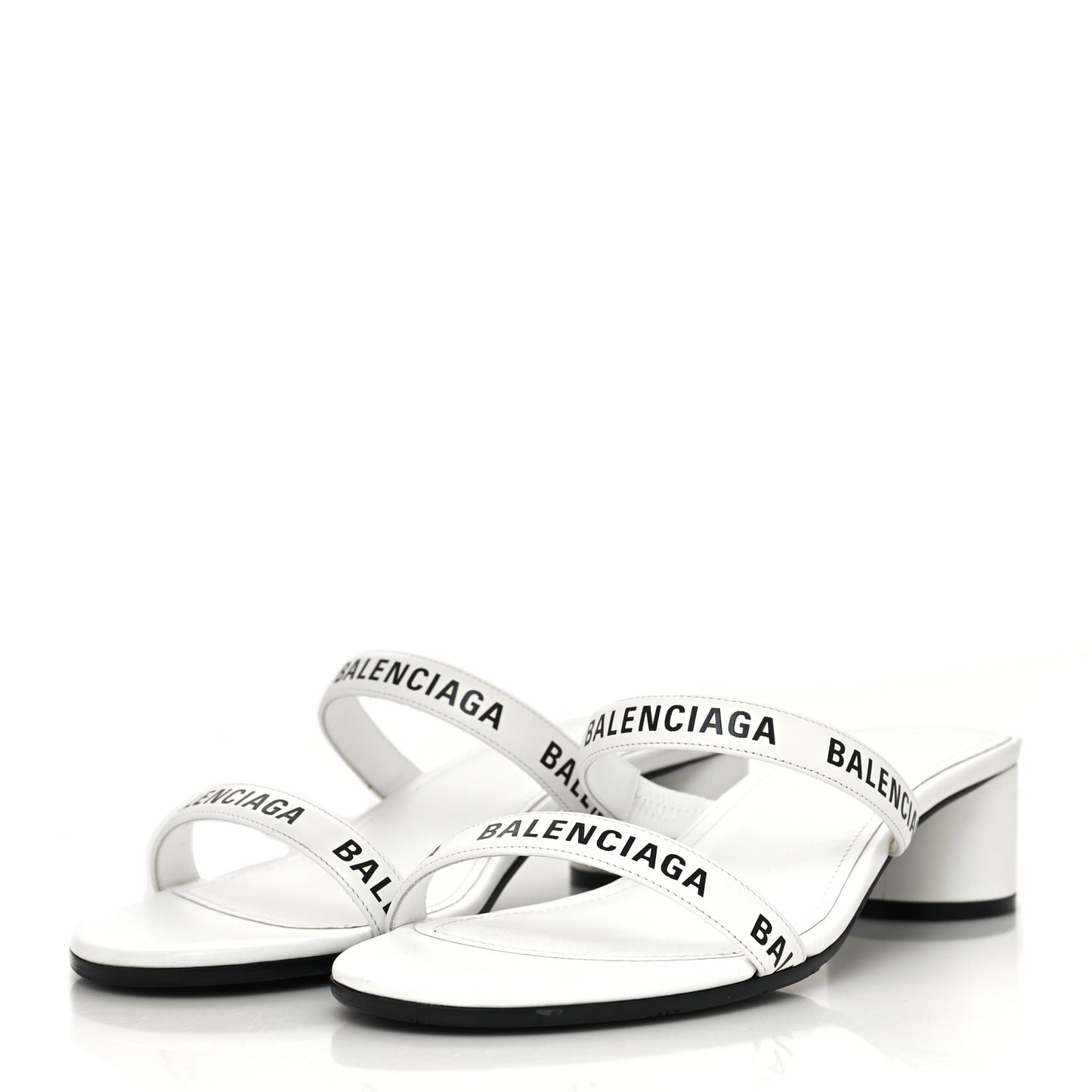 Smooth Calfskin Allover Logo Slide Sandals 41 White Black