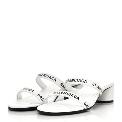 Balenciaga Smooth Calfskin Allover Logo Slide Sandals 41 White Black 3 of 10