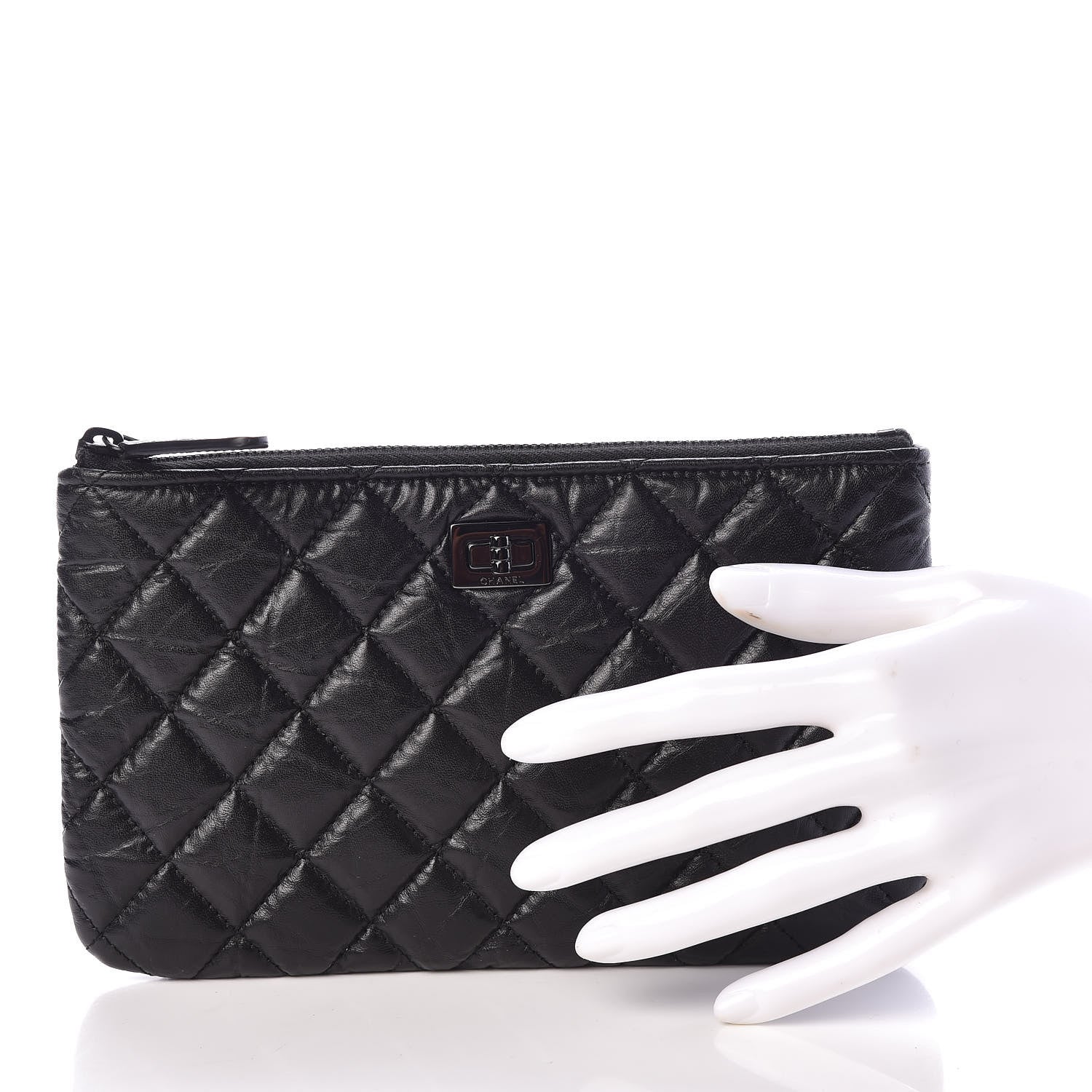 Chanel Aged Calfskin Quilted Medium Reissue Cosmetic Case So Black 2 of 8
