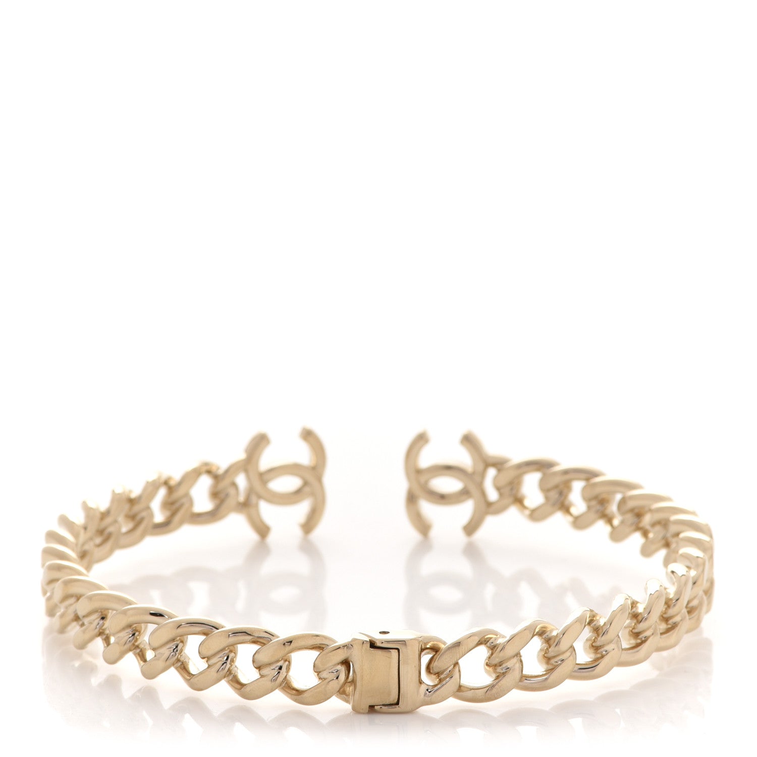 Chanel Metal CC Chain Link Choker Necklace M Gold 3 of 5