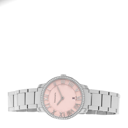 Tiffany Stainless Steel Diamond Bezel 31mm Atlas 2-Hand Quartz Watch Pink 2 of 5