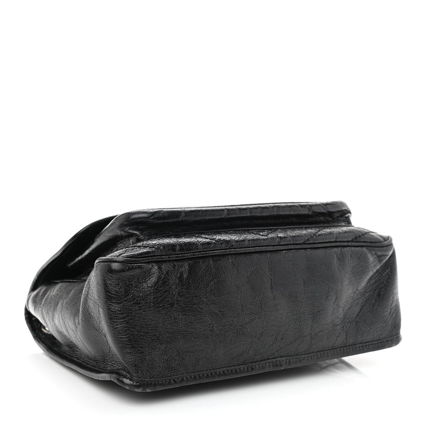 Crinkled Calfskin Matelasse Monogram Medium Niki Chain Satchel Black