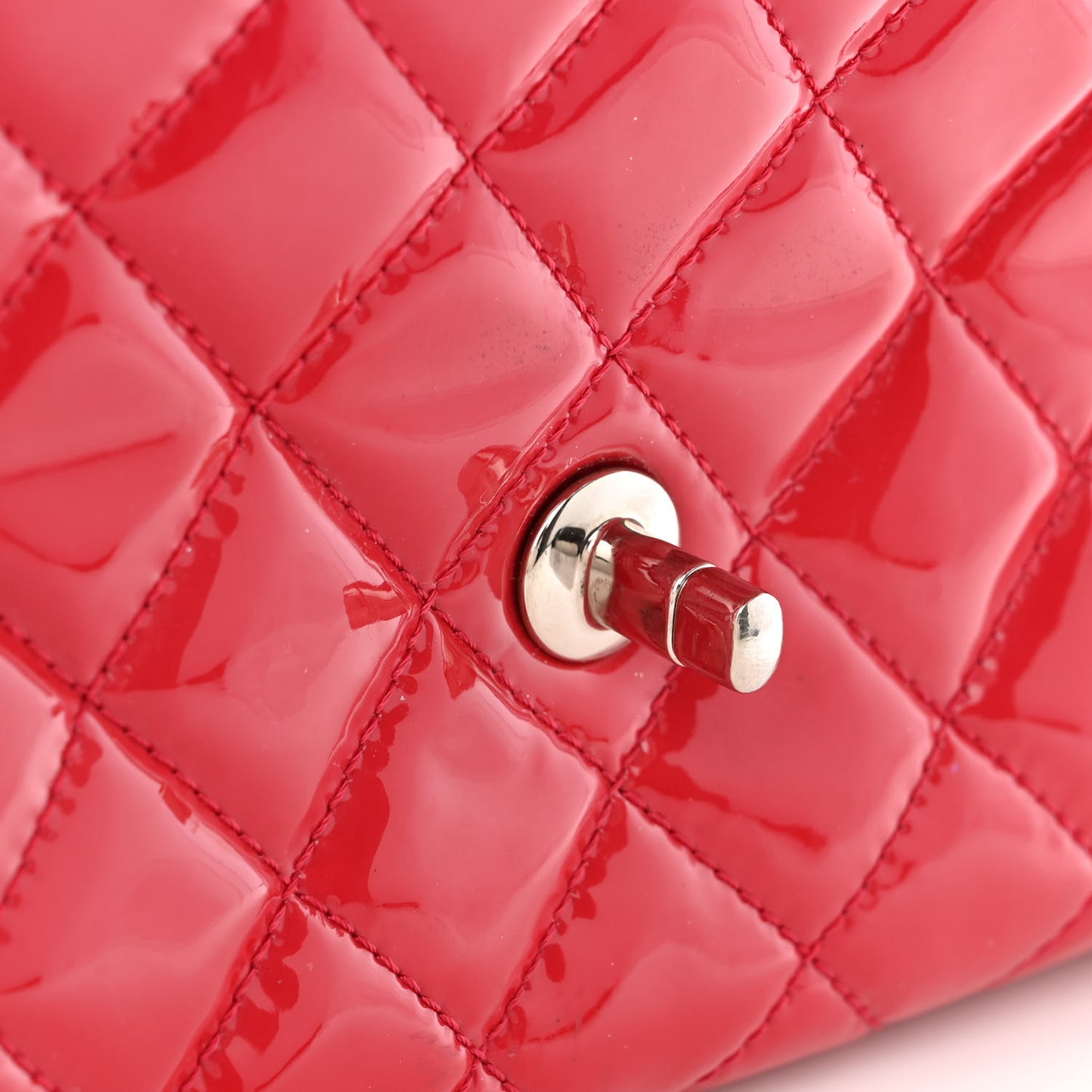 Patent Quilted Small Rock In Rome Single Flap Dark Pink