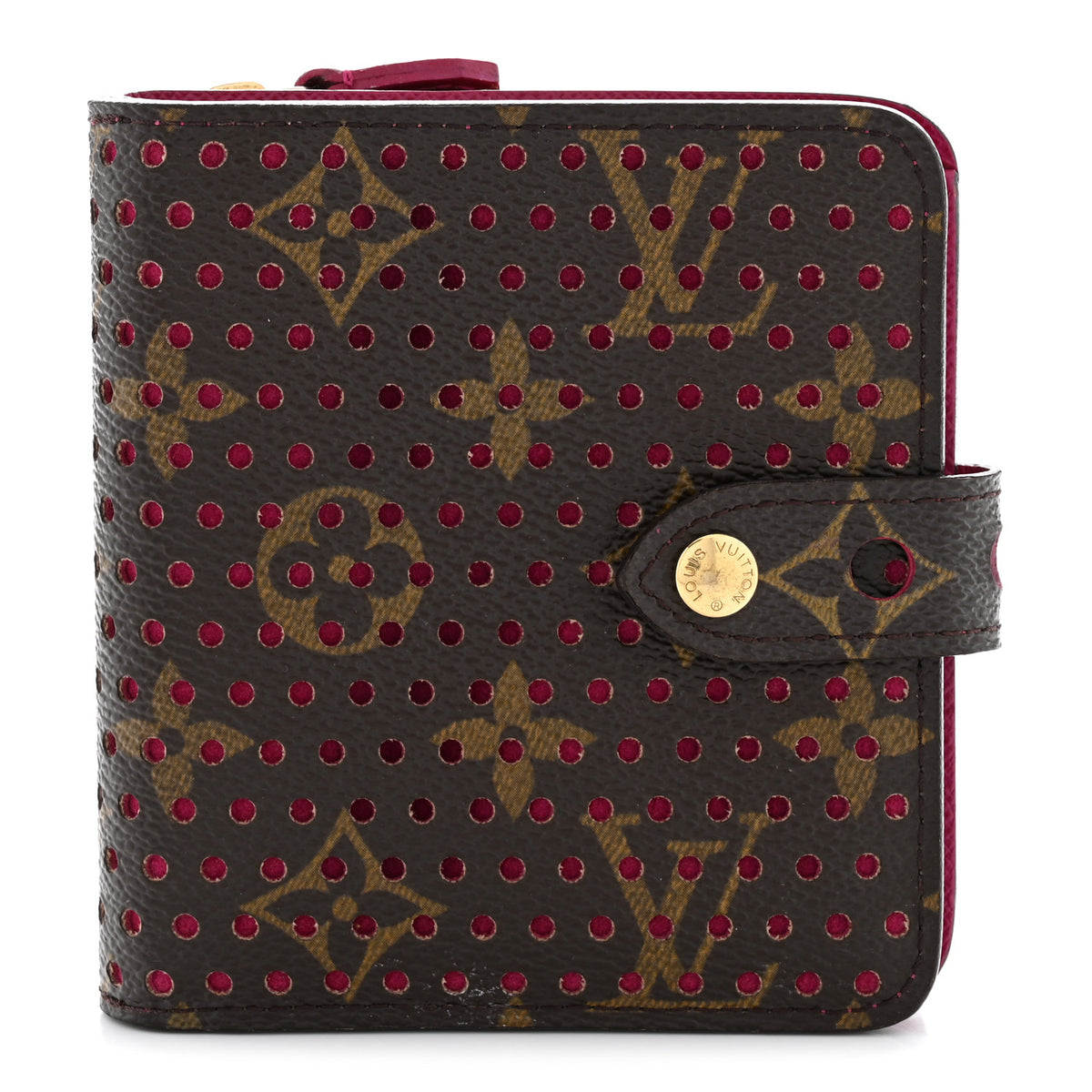 Monogram Perforated Compact Zipped Wallet Fuchsia