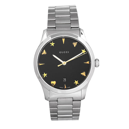 Gucci Stainless Steel 38mm G-Timeless Charm Quartz Watch Black 1 of 5