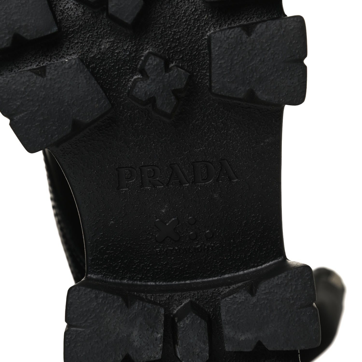 Prada Spazzolato Rois Nylon Metal Triangle Logo Monolith Pouch Pocket 55mm Boots 38 Black 8 of 14