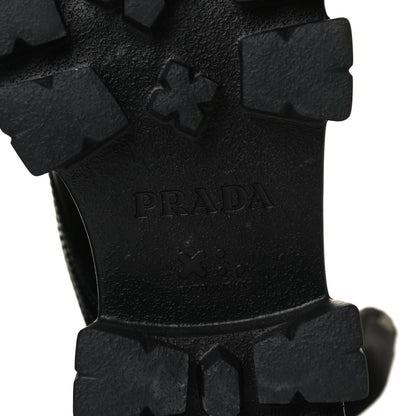 Prada Spazzolato Rois Nylon Metal Triangle Logo Monolith Pouch Pocket 55mm Boots 38 Black 8 of 14