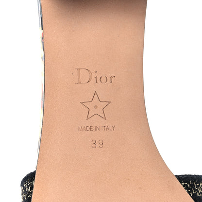 Christian Dior Canvas Toile de Jouy Pop Embroidered Dway 40mm Slide Sandals 39 Black Multicolor 6 of 9