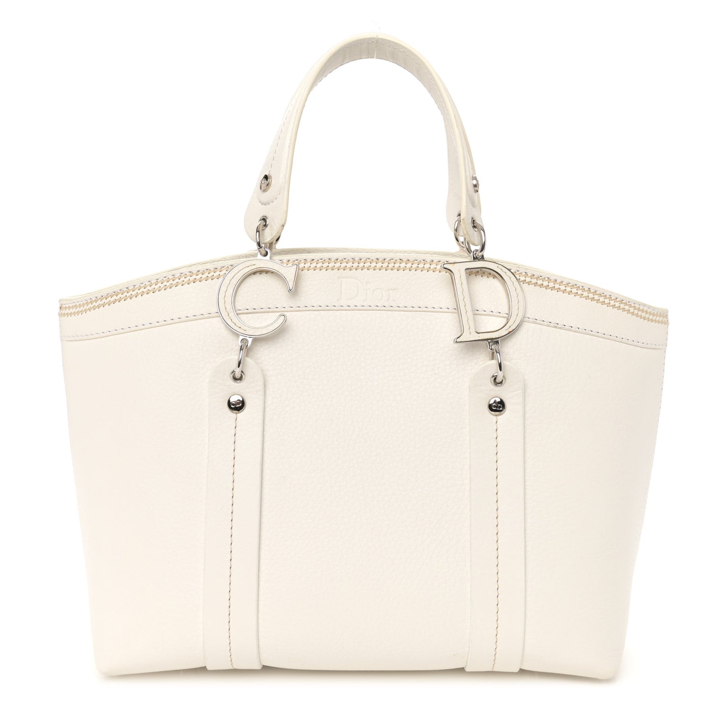 Grained Calfskin Small Dome Bag White