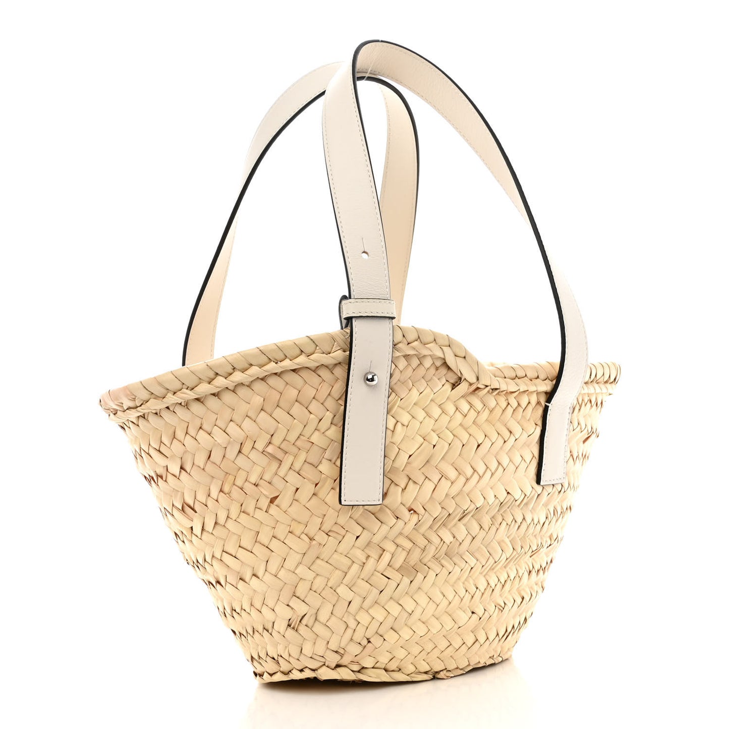 Raffia Small Basket Tote Bag Natural White