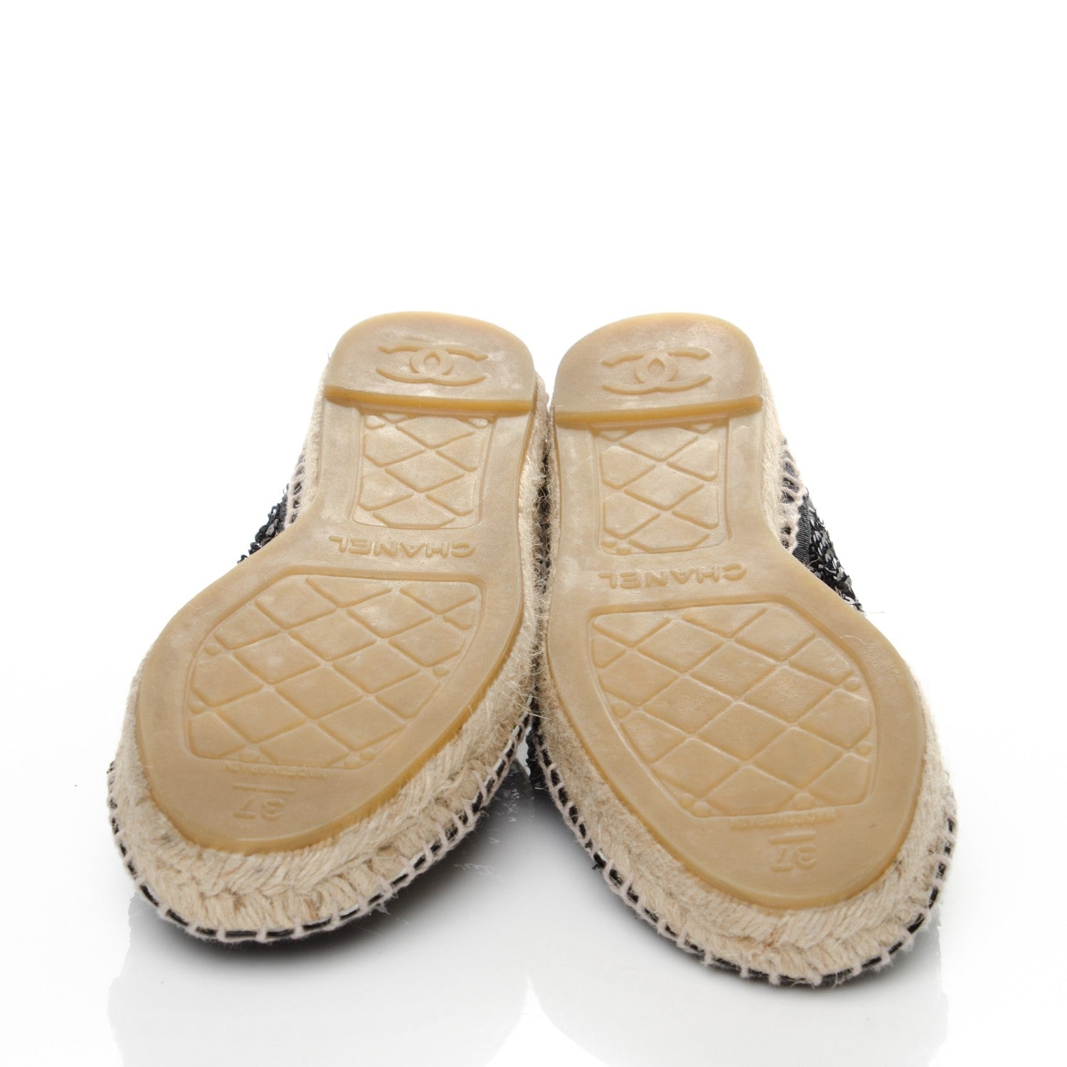 Chanel Patent Sequin CC Espadrilles 37 Black 8 of 8