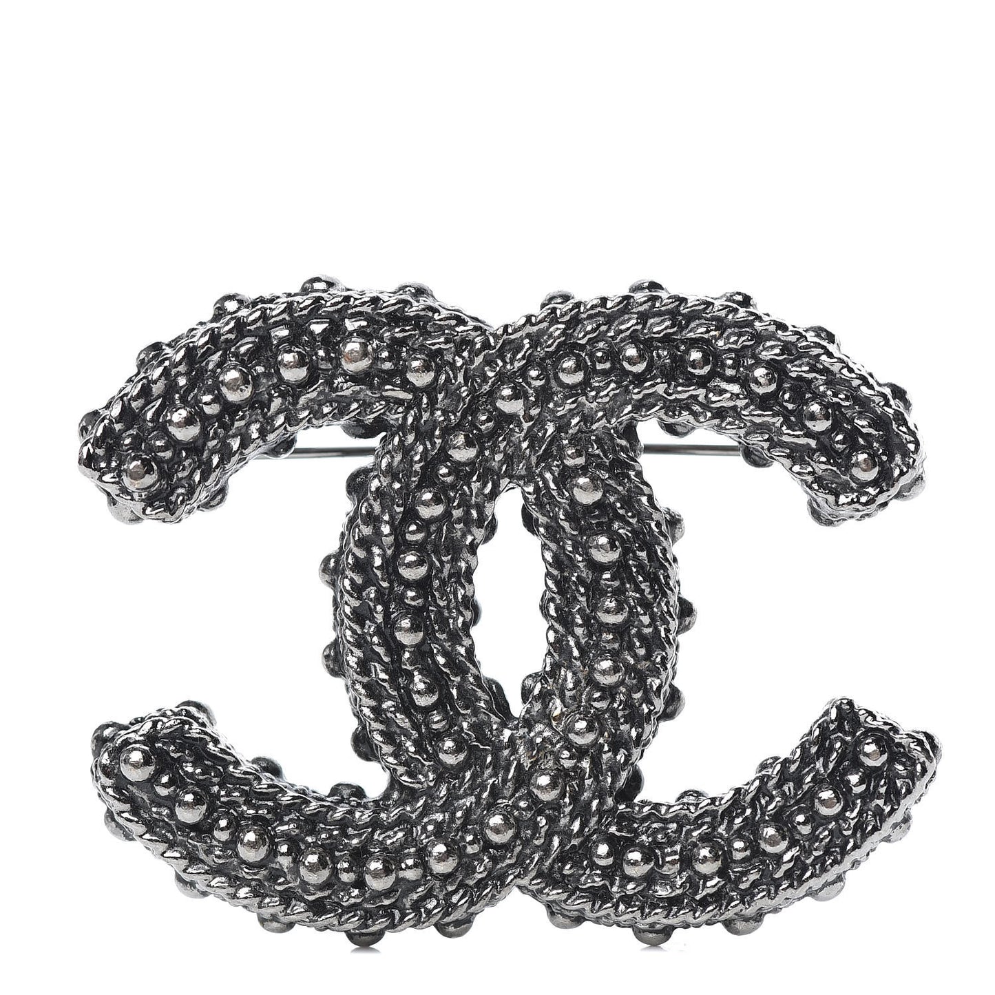 Ruthenium Beaded Chain CC Large Brooch