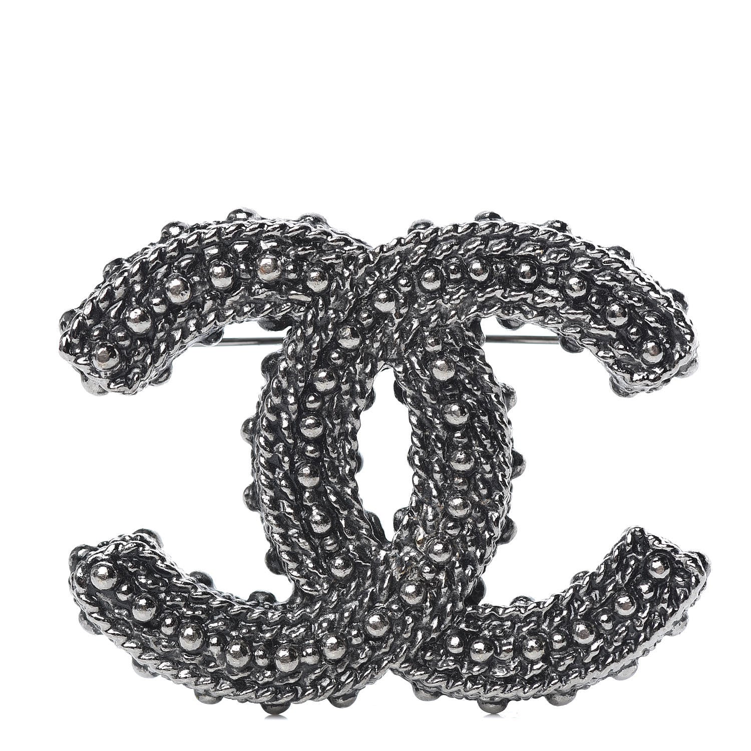 Chanel Ruthenium Beaded Chain CC Large Brooch 1 of 5