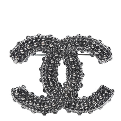 Chanel Ruthenium Beaded Chain CC Large Brooch 1 of 5