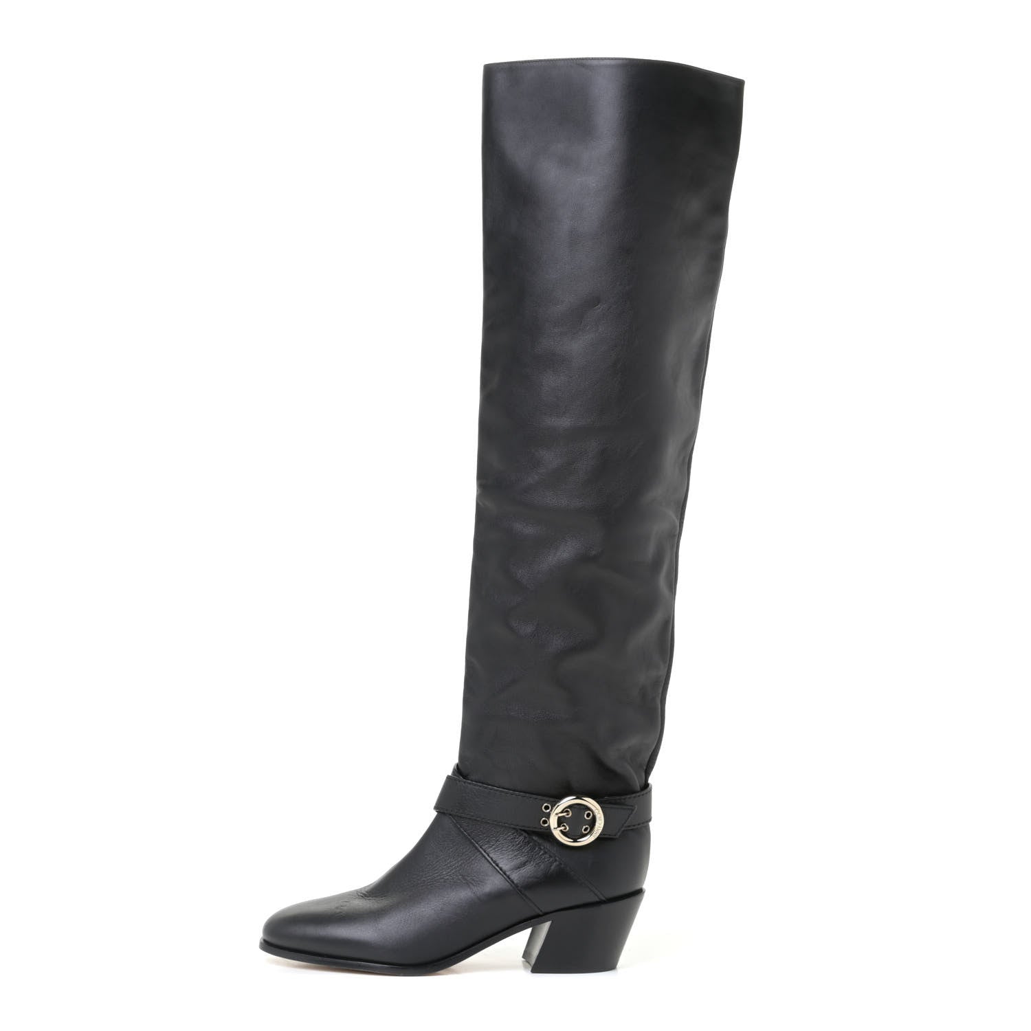 Jimmy Choo Calfskin Beca Knee High Boots 39 Black 1 of 10