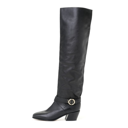 Jimmy Choo Calfskin Beca Knee High Boots 39 Black 1 of 10