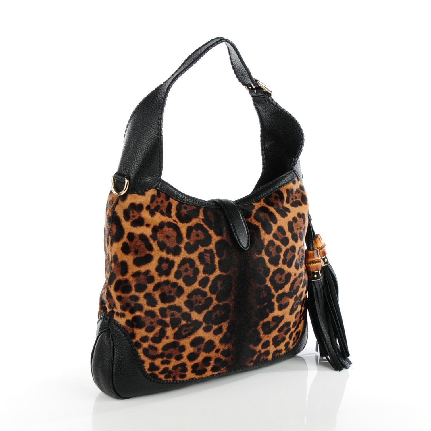 Gucci Calf Hair Jaguar Print Medium New Jackie Hobo Black 3 of 7
